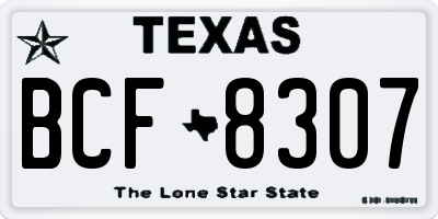 TX license plate BCF8307