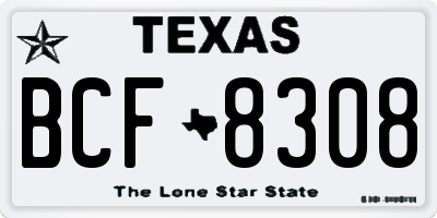 TX license plate BCF8308