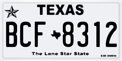TX license plate BCF8312