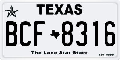 TX license plate BCF8316