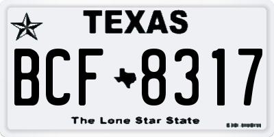 TX license plate BCF8317