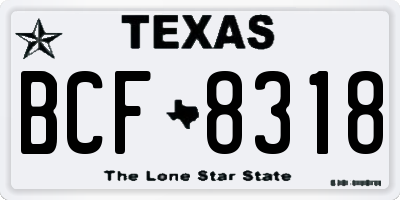 TX license plate BCF8318
