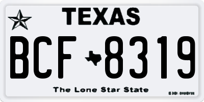 TX license plate BCF8319