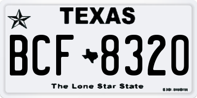 TX license plate BCF8320