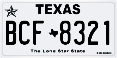 TX license plate BCF8321