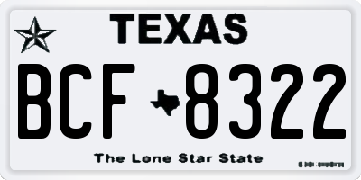 TX license plate BCF8322