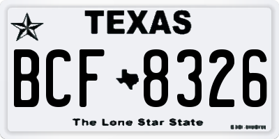 TX license plate BCF8326