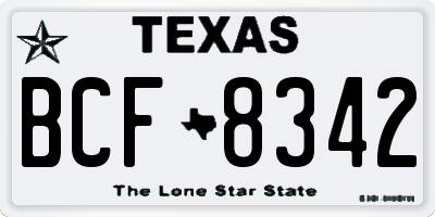 TX license plate BCF8342