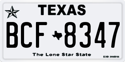 TX license plate BCF8347