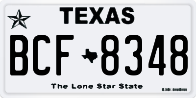 TX license plate BCF8348