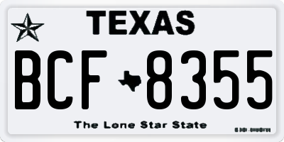 TX license plate BCF8355