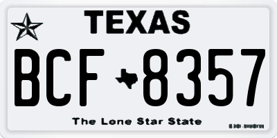 TX license plate BCF8357