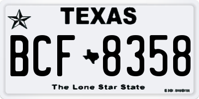 TX license plate BCF8358