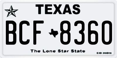 TX license plate BCF8360