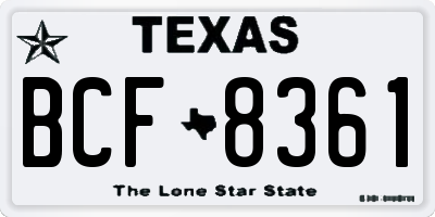 TX license plate BCF8361