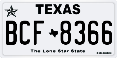 TX license plate BCF8366
