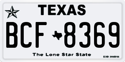 TX license plate BCF8369