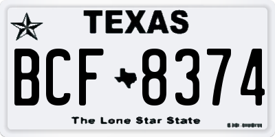 TX license plate BCF8374