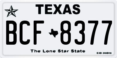 TX license plate BCF8377