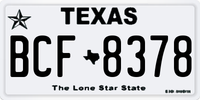 TX license plate BCF8378