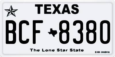 TX license plate BCF8380