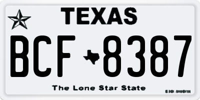 TX license plate BCF8387