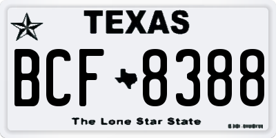 TX license plate BCF8388