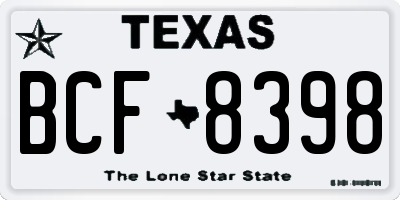 TX license plate BCF8398