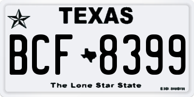 TX license plate BCF8399