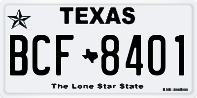 TX license plate BCF8401
