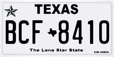 TX license plate BCF8410