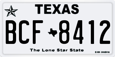 TX license plate BCF8412