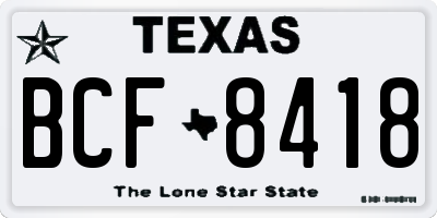 TX license plate BCF8418