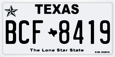 TX license plate BCF8419