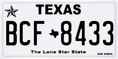 TX license plate BCF8433