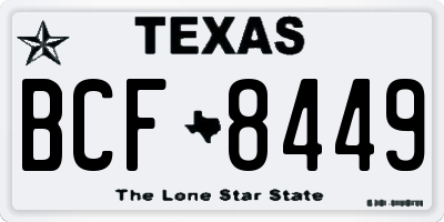 TX license plate BCF8449