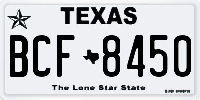 TX license plate BCF8450