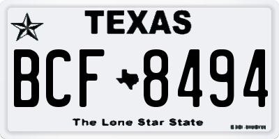 TX license plate BCF8494