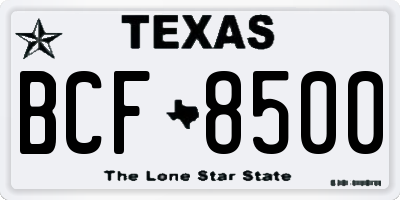 TX license plate BCF8500