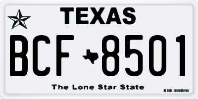 TX license plate BCF8501