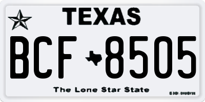 TX license plate BCF8505