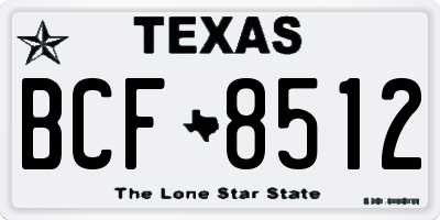 TX license plate BCF8512