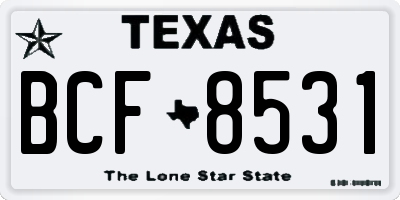 TX license plate BCF8531