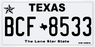 TX license plate BCF8533