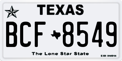 TX license plate BCF8549