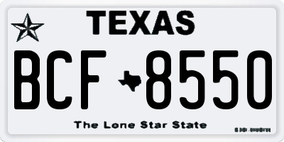 TX license plate BCF8550