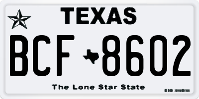 TX license plate BCF8602