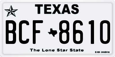 TX license plate BCF8610
