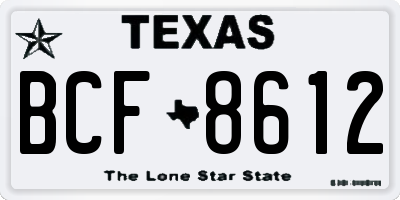 TX license plate BCF8612