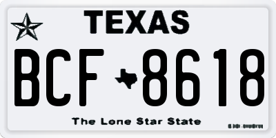TX license plate BCF8618